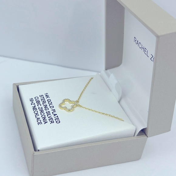 RACHEL ZOE, CLOVER PENDANT NECKLACE,925 STERLING SILVER (STAMPED) CUBIC ZIRCONIA - Picture 4 of 15